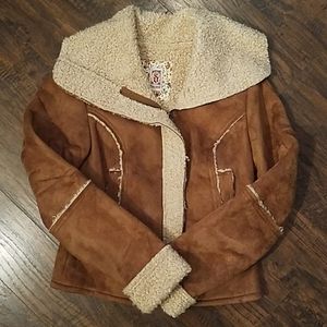 Faux Suede Shearling Jacket Small